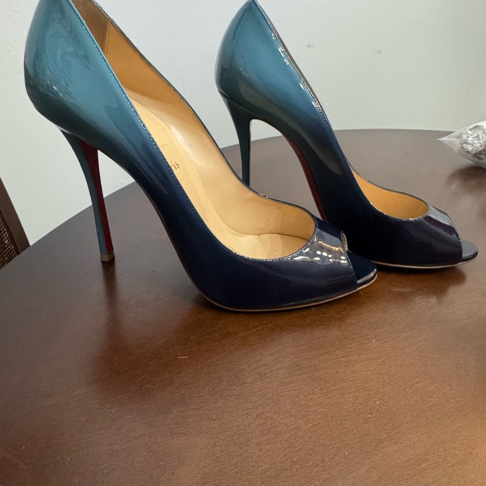 Christian Louboutin Ombre Blue Peep-Toe Heels